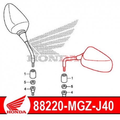 88220-MGZ-J40 : Honda Left Mirror CB500X CB500F CBR500R