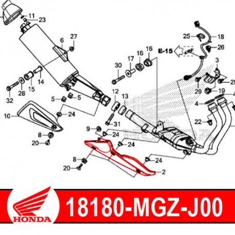18180-MGZ-J00 : Honda exhaust manifold shield CB500X CB500F CBR500R