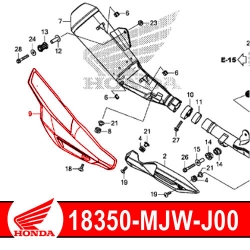 18350-MJW-J00 : Couvercle protection d'échappement origine CB500X CB500F CBR500R