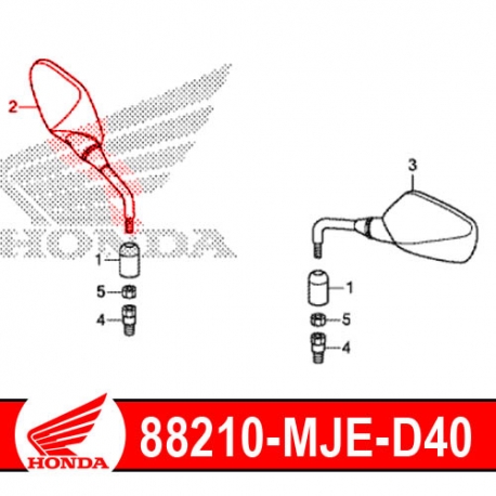 88210-MJE-D40 : Retroviseur droit d'origine Honda Honda CB500