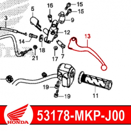 53178-MKP-J00 : Levier embrayage origine Honda CB500X CB500F CBR500R