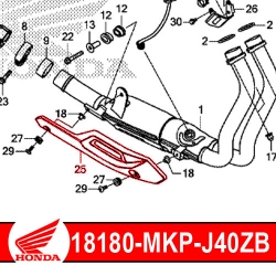 18180-MKP-J40ZB : Couvercle protection de collecteur origine CB500X CB500F CBR500R